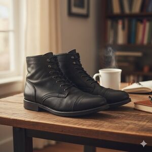 Thursday Boot Co. Black Matte Captain Lace-Up Boots - Size 9.5